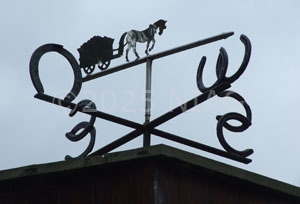 The weather vane on top of the gazebo protecting the haystack boiler at Swannington