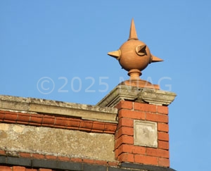 Finial on top of Ernest Chamber's factory, now Western Engineering, Raunds